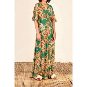 NWT Farm Rio RETAIL $275 | Raining Bananas V-Neck Maxi Wrap Dress |‎ Size: Med